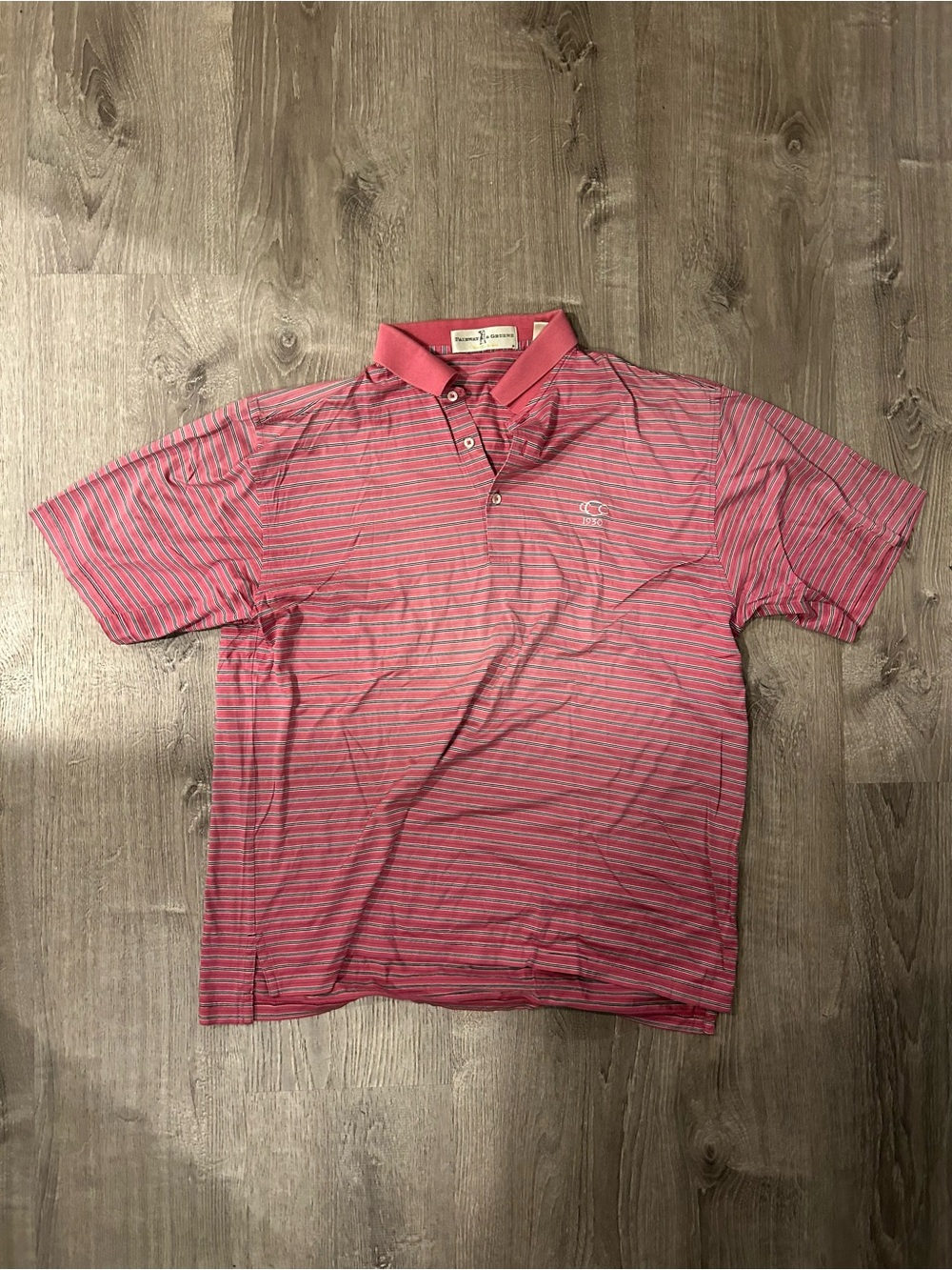 Fairway & Greene Pink Striped Polo Cincinnati Golf Club Size L